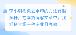 李小璐视频去水印