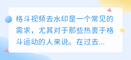 格斗视频去水印