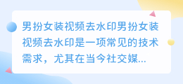 男扮女装视频去水印