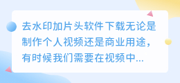 去水印加片头软件下载