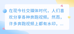 奔跑视频去水印