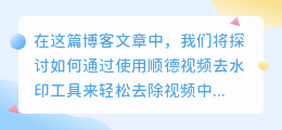 顺德视频去水印