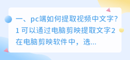 pc端如何提取视频中文字?