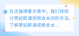 贵妃醉酒视频去水印