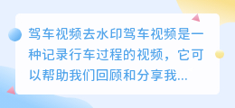 驾车视频去水印