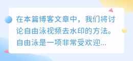 自由泳视频去水印