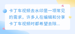 卡丁车视频去水印