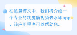 跳皮筋视频去水印app