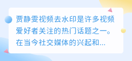 贾静雯视频去水印