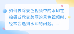 景色视频去水印