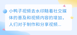 小鸭子视频去水印