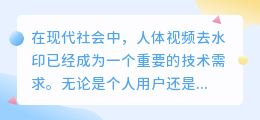 人体视频去水印