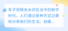 车子视频去水印