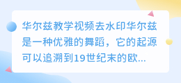华尔兹教学视频去水印