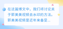 郭美美视频去水印