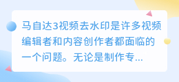 马自达3视频去水印