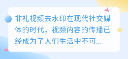 非礼视频去水印