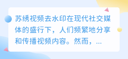 苏绣视频去水印