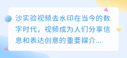 沙实验视频去水印