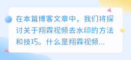 翔霖视频去水印