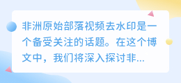 非洲原始部落视频去水印