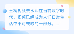 王楠视频去水印