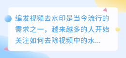 编发视频去水印