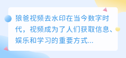 狼爸视频去水印