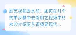 厨艺视频去水印