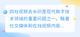 四柱视频去水印