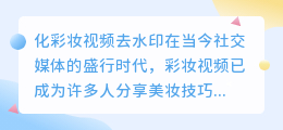 化彩妆视频去水印