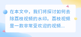 荔枝视频去水印