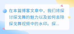 探戈舞视频去水印