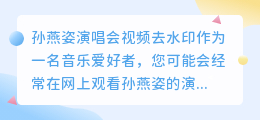 孙燕姿演唱会视频去水印