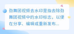 劲舞团视频去水印
