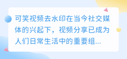 可笑视频去水印