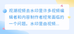 观潮视频去水印