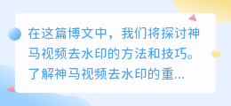 神马视频去水印