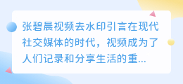 张碧晨视频去水印