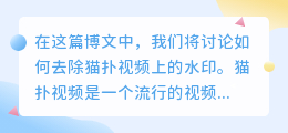 猫扑视频去水印
