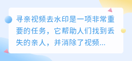 寻亲视频去水印