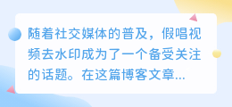 假唱视频去水印