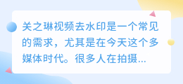关之琳视频去水印