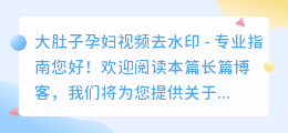大肚子孕妇视频去水印