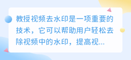 教授视频去水印
