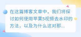 苹果5视频去水印