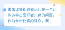 拳击比赛视频去水印