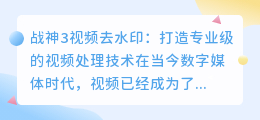 战神3视频去水印