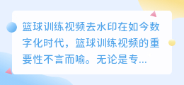 篮球训练视频去水印