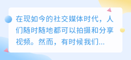 可怕的视频去水印